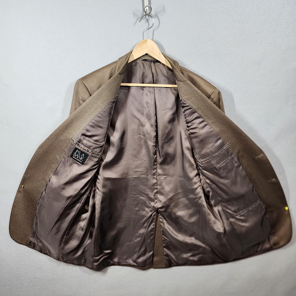 Jos A Bank Blazer Mens 43R Camel Hair Silk Blend Brown Herringbone‎ Signature - Picture 7 of 9